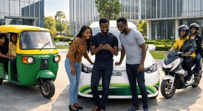 People using Sitwego ride-hailing app in a city